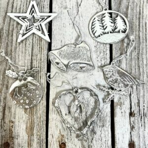 Pewter Christmas Decorations set of 3
