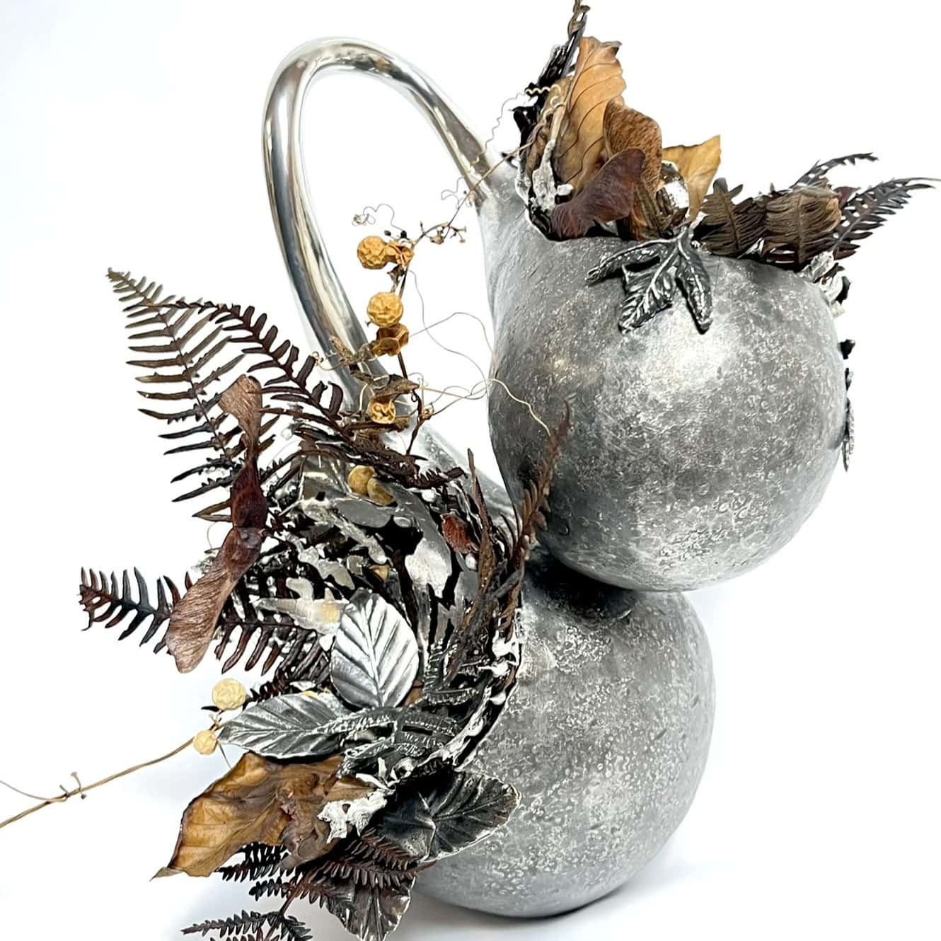 Silent Flourish hand raised pewter botanical sculpture
