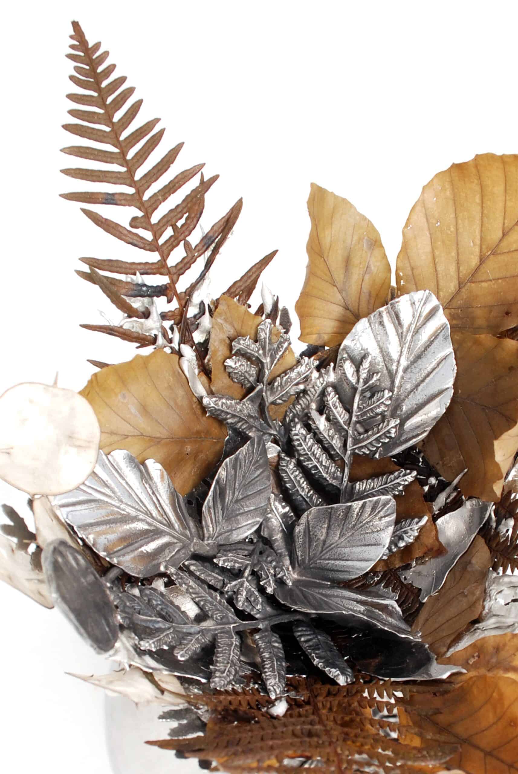 Botanical pewter sculpture