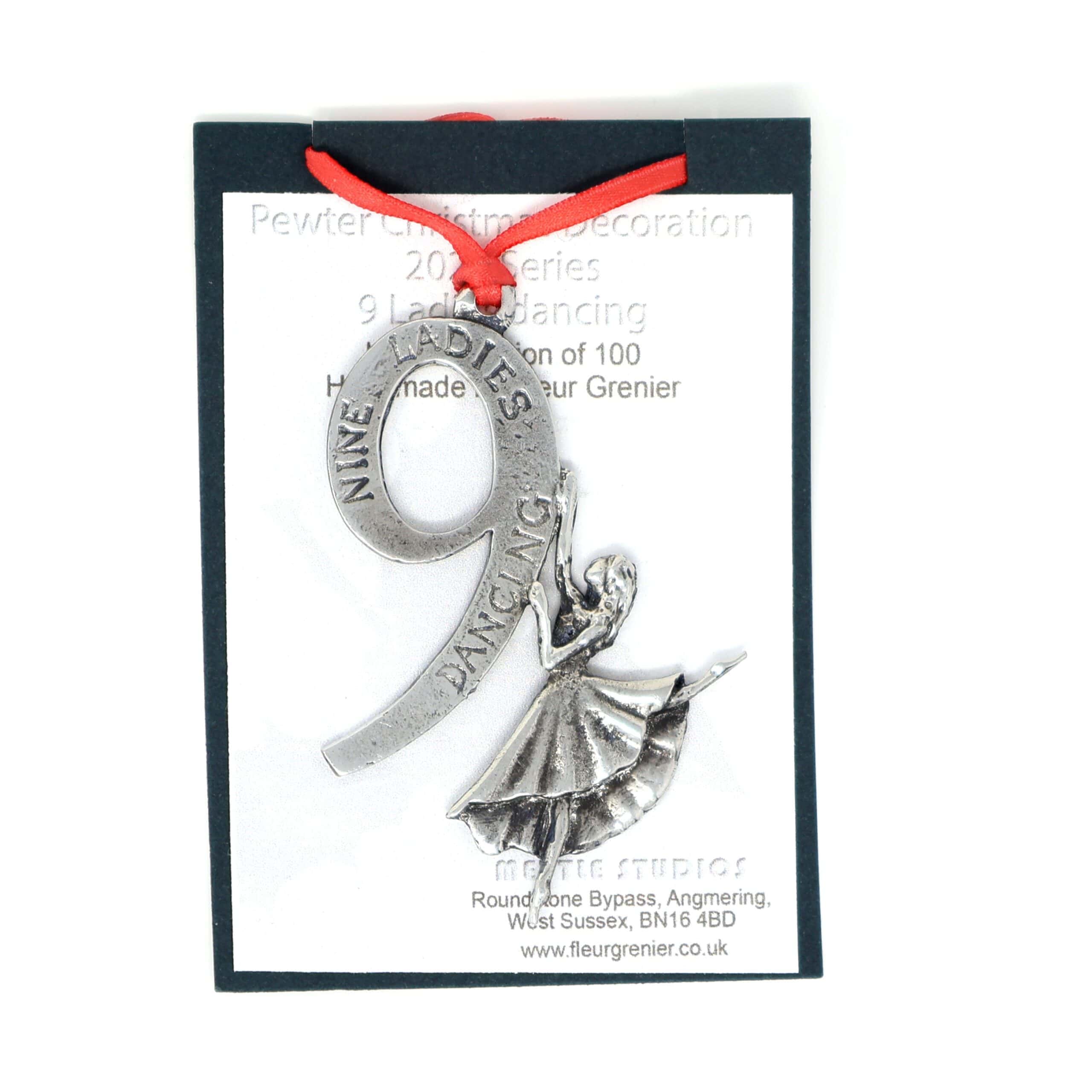 9 Ladies Dancing 2026 Ltd Edition Pewter Christmas Decoration - Image 3